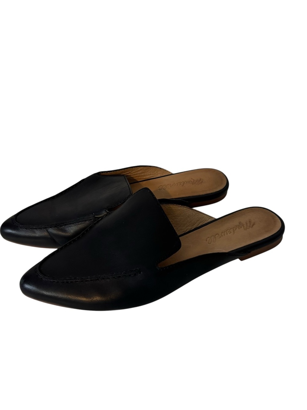 Madewell Frances Skimmer Mule Flat Shoes BLACK Leather Size 6.5